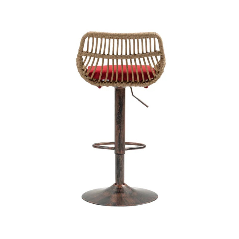 COOLMORE Modern Swivel Bar Stools Set of 2 Adjustable Counter Height Chairs with Footrest Red Linen-海智集-Default-