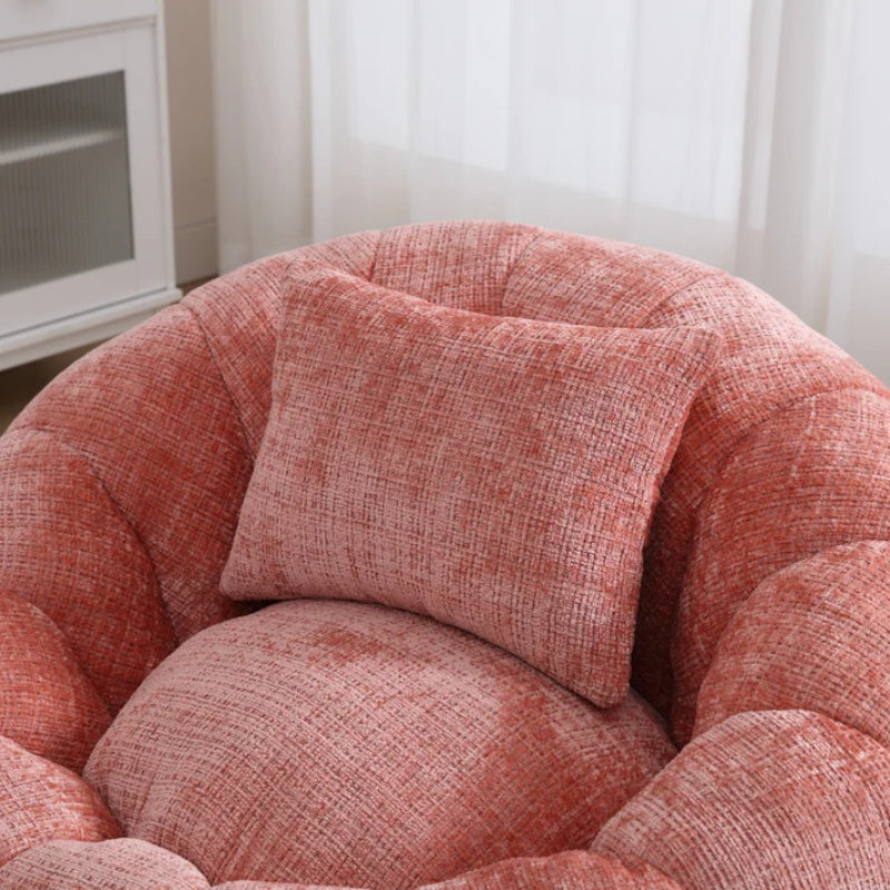 COOLMORE Modern Extra Large Round Bean Bag Chair with Footrest for Living Room, Chenille Fabric Lazy Sofa with Pillow for Adults, Teenagers,Child, Suitable for Bedroom, Dormitory, Study Room-海智集-Default-