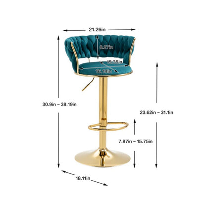 COOLMORE Swivel Bar Stools Set of 2 Adjustable Counter Height Chairs with Footrest for Kitchen, Dining Room 2PC/SET-海智集-Default-