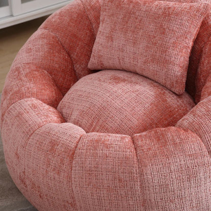 COOLMORE Modern Extra Large Round Bean Bag Chair with Footrest for Living Room, Chenille Fabric Lazy Sofa with Pillow for Adults, Teenagers,Child, Suitable for Bedroom, Dormitory, Study Room-海智集-Default-