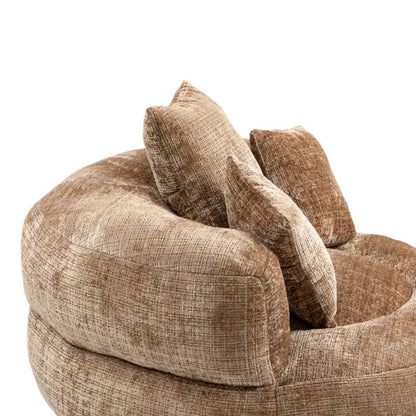 Lazy Sofa Durable Comfort Lounger High Back Bean Bag Chair with Three Pillows, Coffee Chenille, 42.52 inches-海智集-Default-