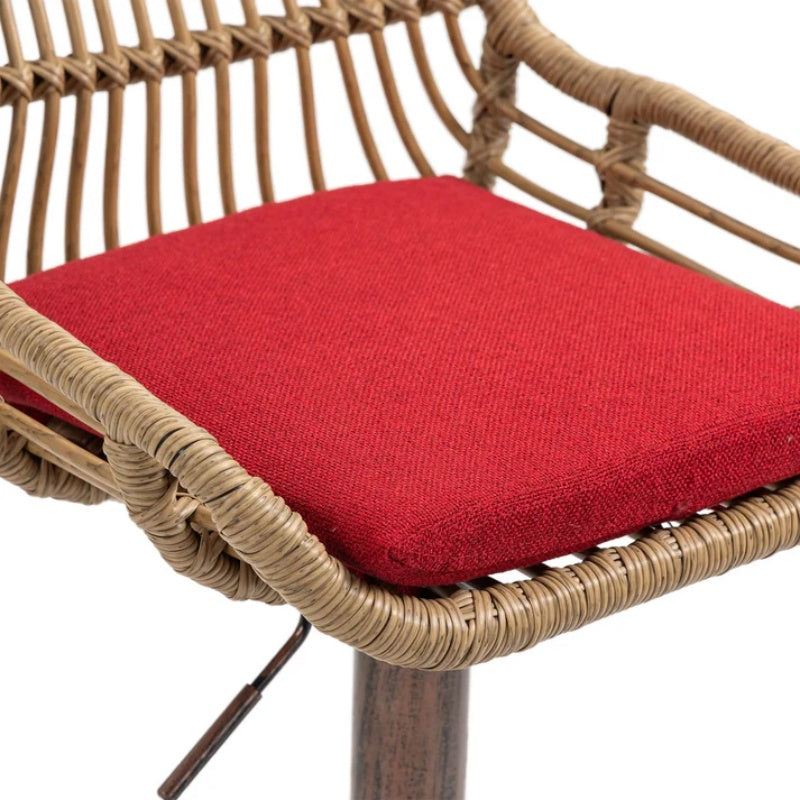COOLMORE Modern Swivel Bar Stools Set of 2 Adjustable Counter Height Chairs with Footrest Red Linen-海智集-Default-