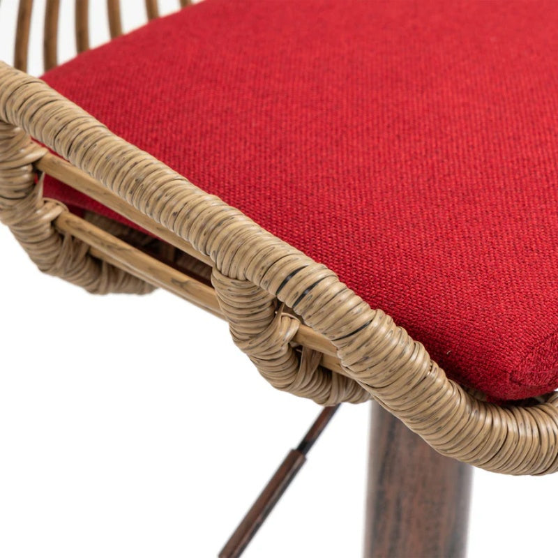 COOLMORE Modern Swivel Bar Stools Set of 2 Adjustable Counter Height Chairs with Footrest Red Linen-海智集-Default-