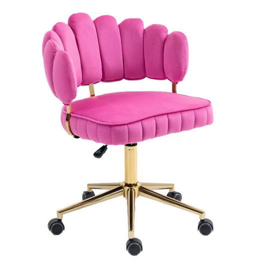 Velvet Home Office Desk Chair, Modern Cute Computer Chair, Wheels Swivel Height Adjustable Task Chair, Rose Red Velvet-海智集-Default-