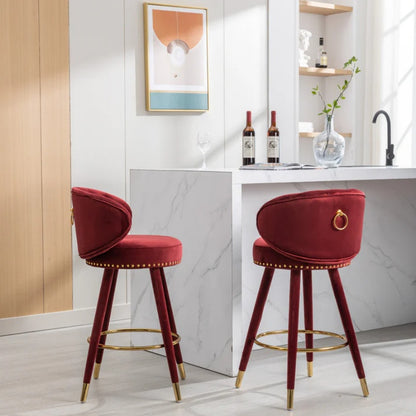 COOLMORE Counter Height Bar Stools Set of 2 for Kitchen Counter Solid Wood Legs with a fixed height of 360 degrees-海智集-Default-