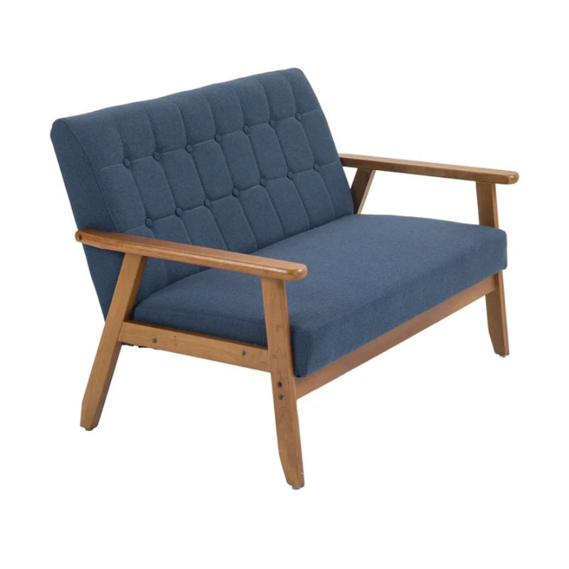 COOLMORE Mid-Century Modern Solid Loveseat Sofa Upholstered Linen Loveseat, 2-Seat Upholstered Loveseat Sofa Modern Couch-海智集-Default-