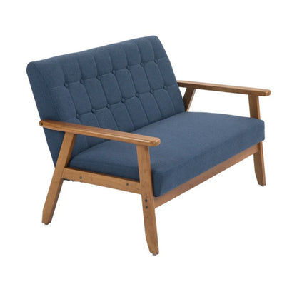 COOLMORE Mid-Century Modern Solid Loveseat Sofa Upholstered Linen Loveseat, 2-Seat Upholstered Loveseat Sofa Modern Couch-海智集-Default-