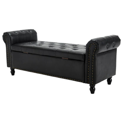 Coolmore Storage Ottoman 55.12 Inches Upholstered Fabric Storage Ottoman Bench,Button Tufted Ottoman with Storage for Living Room,Bedroom End of Bed Bench Withstands 275lbs-海智集-Default-