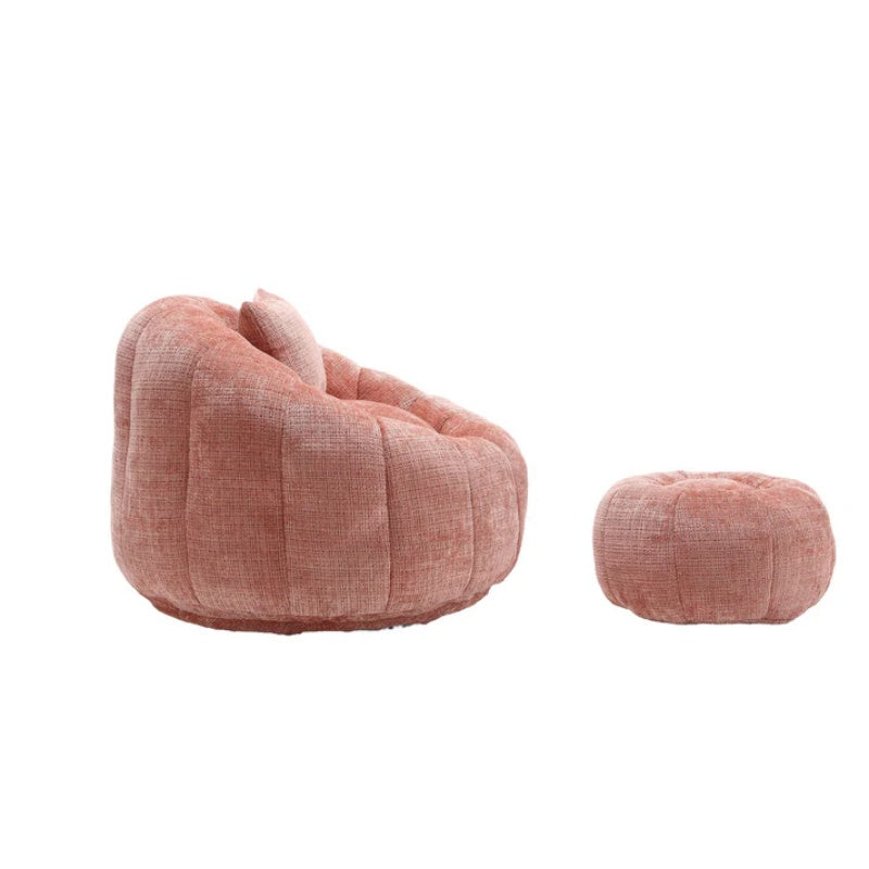 COOLMORE Modern Extra Large Round Bean Bag Chair with Footrest for Living Room, Chenille Fabric Lazy Sofa with Pillow for Adults, Teenagers,Child, Suitable for Bedroom, Dormitory, Study Room-海智集-Default-