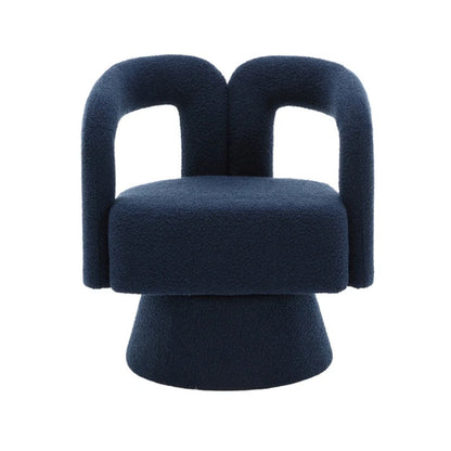 COOLMORE 360 Degree Swivel Cuddle Barrel Accent Chairs, Round Armchairs with Wide Upholstered, Fluffy Fabric Chair for Living Room, Bedroom, Office, Waiting Rooms (Navy Boucle)-海智集-Default-