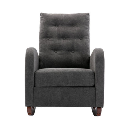 High Back Rocking Chair Nursery Chair .Comfortable Rocker Fabric Padded Seat .Modern High Back Armchair-海智集-Default-
