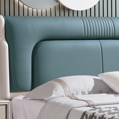 Karan Meishu Series ecological genuine leather bed, modern, simple and high-end solid wood soft package 820#1.8 meters-海智集-
