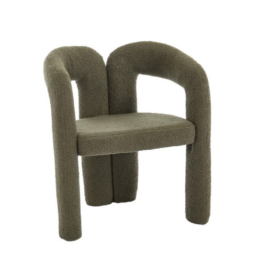 COOLMORE Contemporary Designed Velvet Upholstered Accent/Dining Chair in Olive Teddy Fabric with Armrests-海智集-Default-