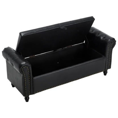 Coolmore Storage Ottoman 55.12 Inches Upholstered Fabric Storage Ottoman Bench,Button Tufted Ottoman with Storage for Living Room,Bedroom End of Bed Bench Withstands 275lbs-海智集-Default-