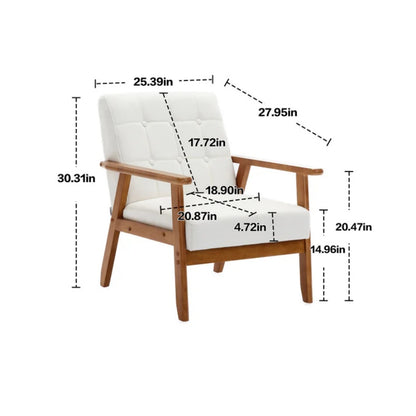 Leisure Chair with Solid Wood Armrest and Feet, Mid-Century Modern Accent chair, for Living Room Bedroom Studio chair-海智集-Default-
