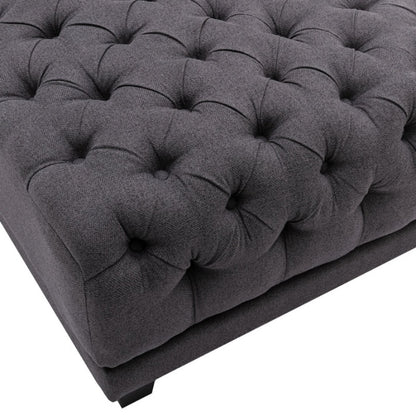 COOLMORE Multifunctional Living Room Leisure Chaise Lounge Barry Tufted Comfy Armchair Wireless Charging, Smooth Reclining Backrest & Lumbar Pillow for Home Apartment (Dark Grey linen)-海智集-Default-