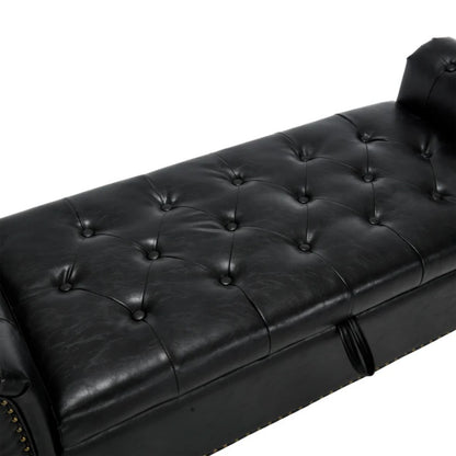 Coolmore Storage Ottoman 55.12 Inches Upholstered Fabric Storage Ottoman Bench,Button Tufted Ottoman with Storage for Living Room,Bedroom End of Bed Bench Withstands 275lbs-海智集-Default-
