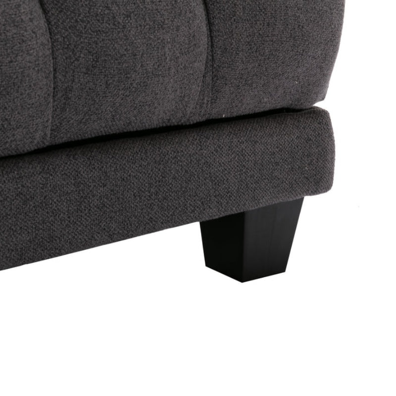 COOLMORE Multifunctional Living Room Leisure Chaise Lounge Barry Tufted Comfy Armchair Wireless Charging, Smooth Reclining Backrest & Lumbar Pillow for Home Apartment (Dark Grey linen)-海智集-Default-