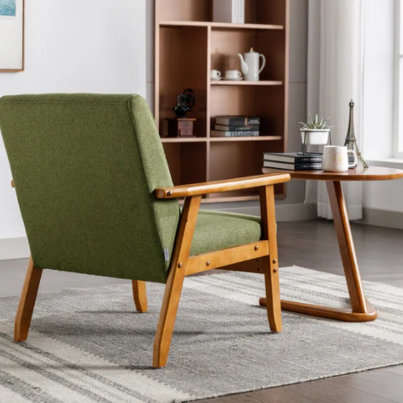 Leisure Chair with Solid Wood Armrest and Feet, Mid-Century Modern Accent chair, for Living Room Bedroom Studio chair-海智集-Default-