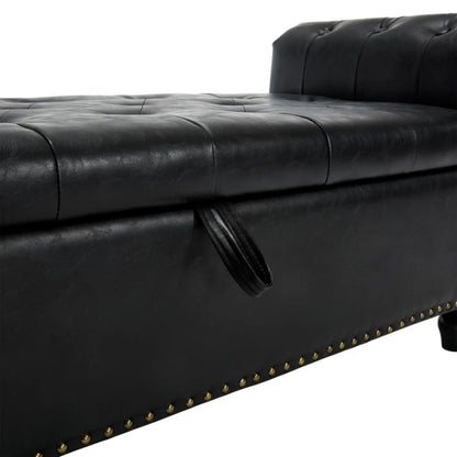 Coolmore Storage Ottoman 55.12 Inches Upholstered Fabric Storage Ottoman Bench,Button Tufted Ottoman with Storage for Living Room,Bedroom End of Bed Bench Withstands 275lbs-海智集-Default-
