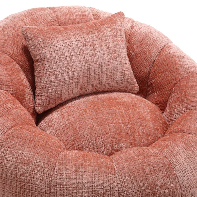 COOLMORE Modern Extra Large Round Bean Bag Chair with Footrest for Living Room, Chenille Fabric Lazy Sofa with Pillow for Adults, Teenagers,Child, Suitable for Bedroom, Dormitory, Study Room-海智集-Default-