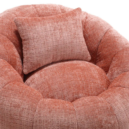 COOLMORE Modern Extra Large Round Bean Bag Chair with Footrest for Living Room, Chenille Fabric Lazy Sofa with Pillow for Adults, Teenagers,Child, Suitable for Bedroom, Dormitory, Study Room-海智集-Default-