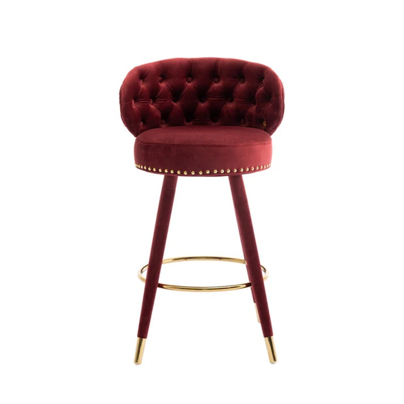 COOLMORE Counter Height Bar Stools Set of 2 for Kitchen Counter Solid Wood Legs with a fixed height of 360 degrees-海智集-Default-