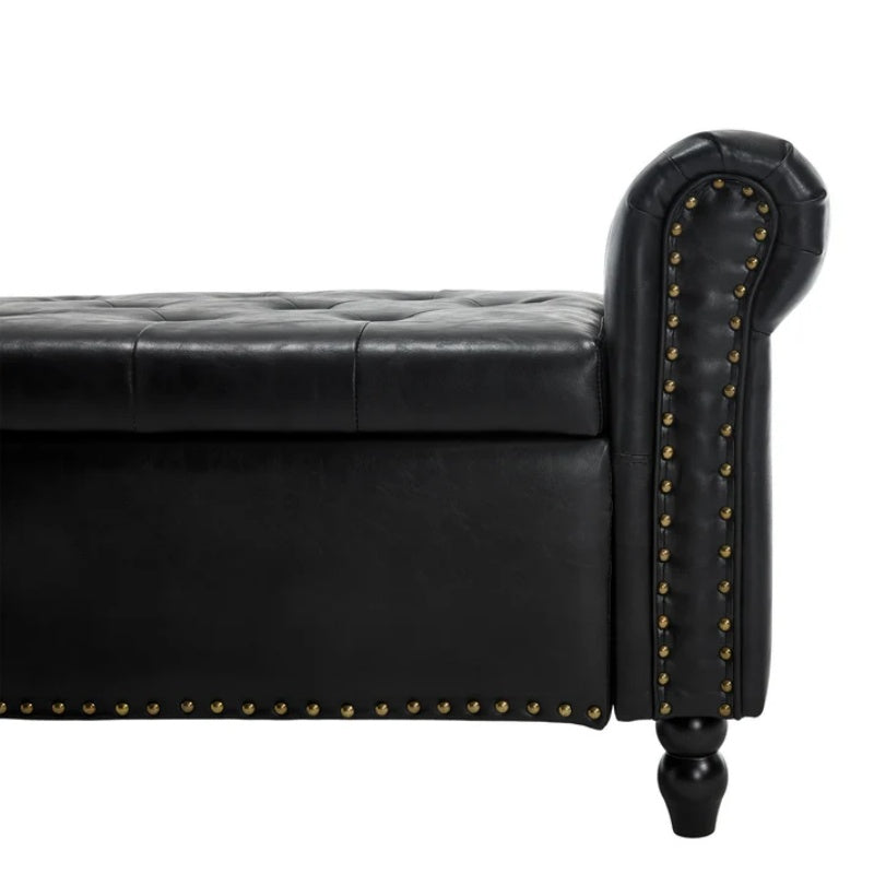 Coolmore Storage Ottoman 55.12 Inches Upholstered Fabric Storage Ottoman Bench,Button Tufted Ottoman with Storage for Living Room,Bedroom End of Bed Bench Withstands 275lbs-海智集-Default-