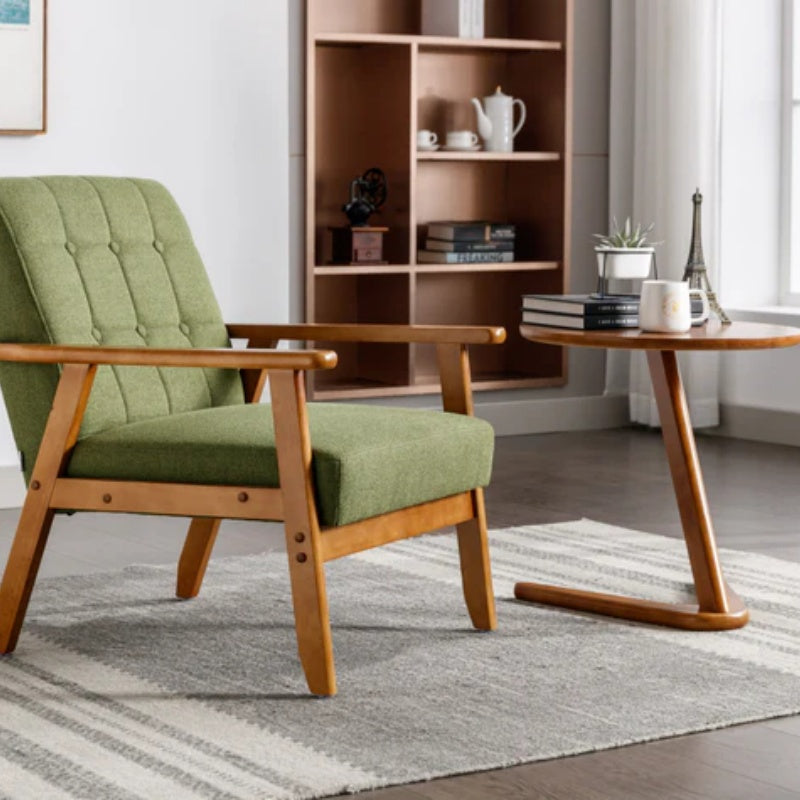 Leisure Chair with Solid Wood Armrest and Feet, Mid-Century Modern Accent chair, for Living Room Bedroom Studio chair-海智集-Default-
