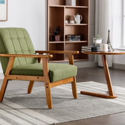 Leisure Chair with Solid Wood Armrest and Feet, Mid-Century Modern Accent chair, for Living Room Bedroom Studio chair-海智集-Default-