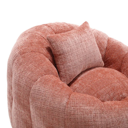 COOLMORE Modern Extra Large Round Bean Bag Chair with Footrest for Living Room, Chenille Fabric Lazy Sofa with Pillow for Adults, Teenagers,Child, Suitable for Bedroom, Dormitory, Study Room-海智集-Default-