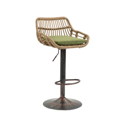 COOLMORE Modern Swivel Bar Stools Set of 2 with Adjustable Height and Footrest in Green Linen-海智集-Default-