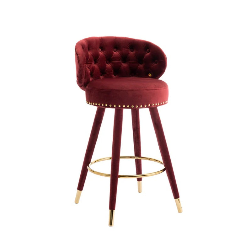 COOLMORE Counter Height Bar Stools Set of 2 for Kitchen Counter Solid Wood Legs with a fixed height of 360 degrees-海智集-Default-