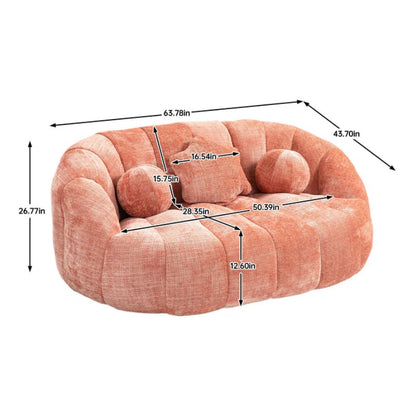 Durable Comfort High Back Pink Chenille Bean Bag Sofa Lounger for Adults and Kids, Indoor & Outdoor-海智集-Default-