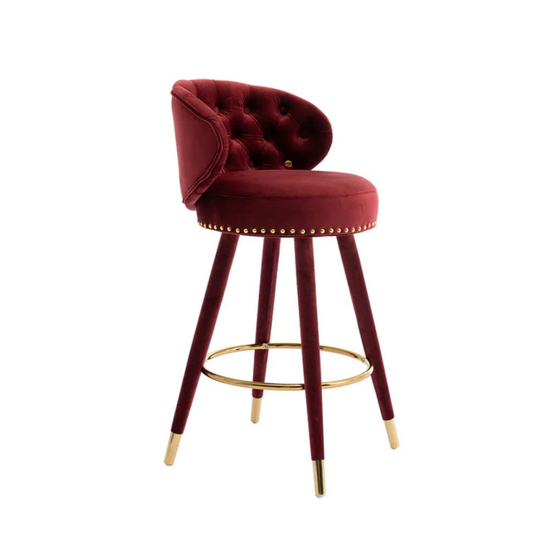 COOLMORE Counter Height Bar Stools Set of 2 for Kitchen Counter Solid Wood Legs with a fixed height of 360 degrees-海智集-Default-