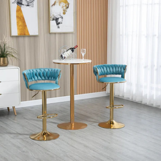 COOLMORE Swivel Bar Stools Set of 2 Adjustable Counter Height Chairs with Footrest for Kitchen, Dining Room 2PC/SET-海智集-Default-