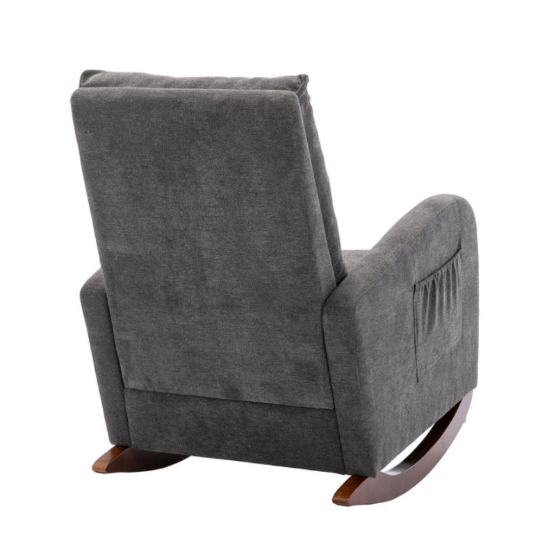 High Back Rocking Chair Nursery Chair .Comfortable Rocker Fabric Padded Seat .Modern High Back Armchair-海智集-Default-