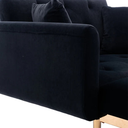 COOLMORE fashionable and classic style chaise lounge chair / accent chair for Living Room, bedroom (Black Velvet)-海智集-Default-