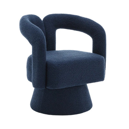 COOLMORE 360 Degree Swivel Cuddle Barrel Accent Chairs, Round Armchairs with Wide Upholstered, Fluffy Fabric Chair for Living Room, Bedroom, Office, Waiting Rooms (Navy Boucle)-海智集-Default-