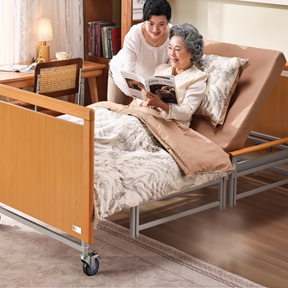 Elderly medical bed, nursing bed, household multi-functional electric lifting hospital bed, solid wood high-end rehabilitation bed-海智集-