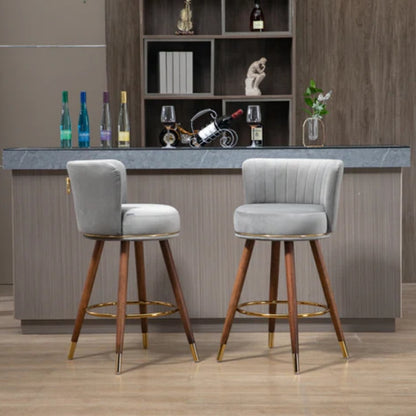 COOLMORE Counter Height Bar Stools Set of 2 for Kitchen Counter Solid Wood Legs with a fixed height of 360 degrees-海智集-Default-