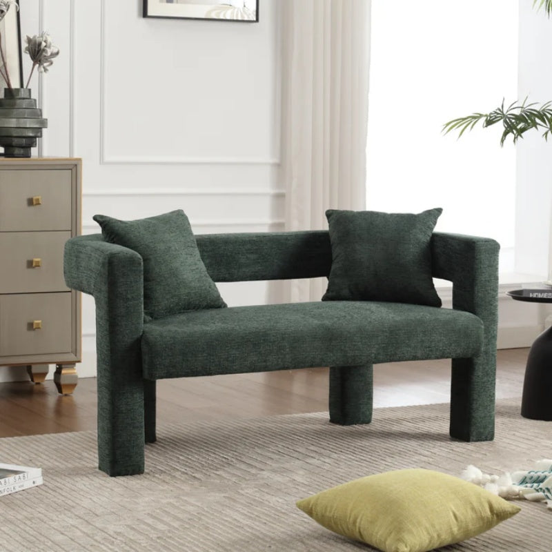 Modern Chenille Loveseat Sofa, Comfy Upholstered 2-Seater, Emerald, Small Accent Couch for Living Room or Bedroom-海智集-Default-