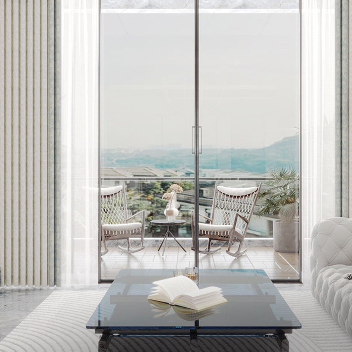 Blue and white divine Charm curtains: Fine woven structure, crisp and not easy to wrinkle, making the hanging effect more upscale-海智集-