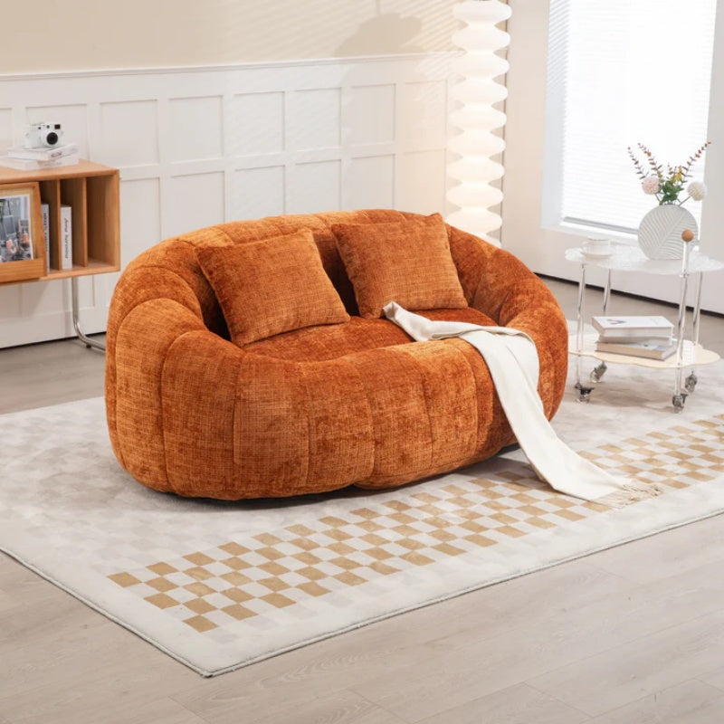 Durable Comfort High Back Bean Bag Sofa Lounger for Adults and Kids, Indoor & Outdoor, Orange Chenille-海智集-Default-