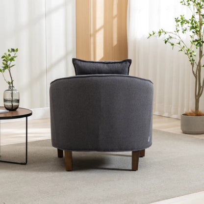 COOLMORE Accent Chair with Ottoman, Mid Century Modern Barrel Chair Upholstered Club Tub Round Arms Chair for Living Room-海智集-Default-