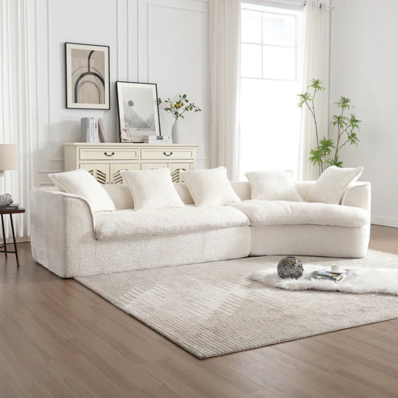 COOLMORE Boucle Sofa 3 Seater for Living Room Oversized Comfy Sofa unique double seat and corner construction for Apartment, Office Right Hand Facing (Beige)-海智集-Default-