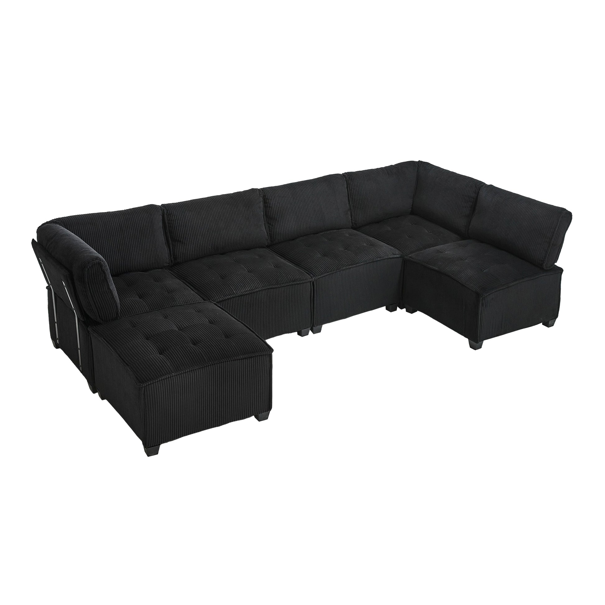 UNITED WE WIN Modular Sectional Sofa U Shaped Modular Couch with Reversible Chaise Modular Sofa Sectional Couch,6- Seat Convertible Sofa,Fit for Living Room-海智集-Default-