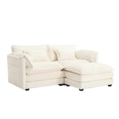 UNITED WE WIN Chenille fabric, removable armrests with side pockets, high density sponge filling, oversized double sofa with footstool-海智集-Default-