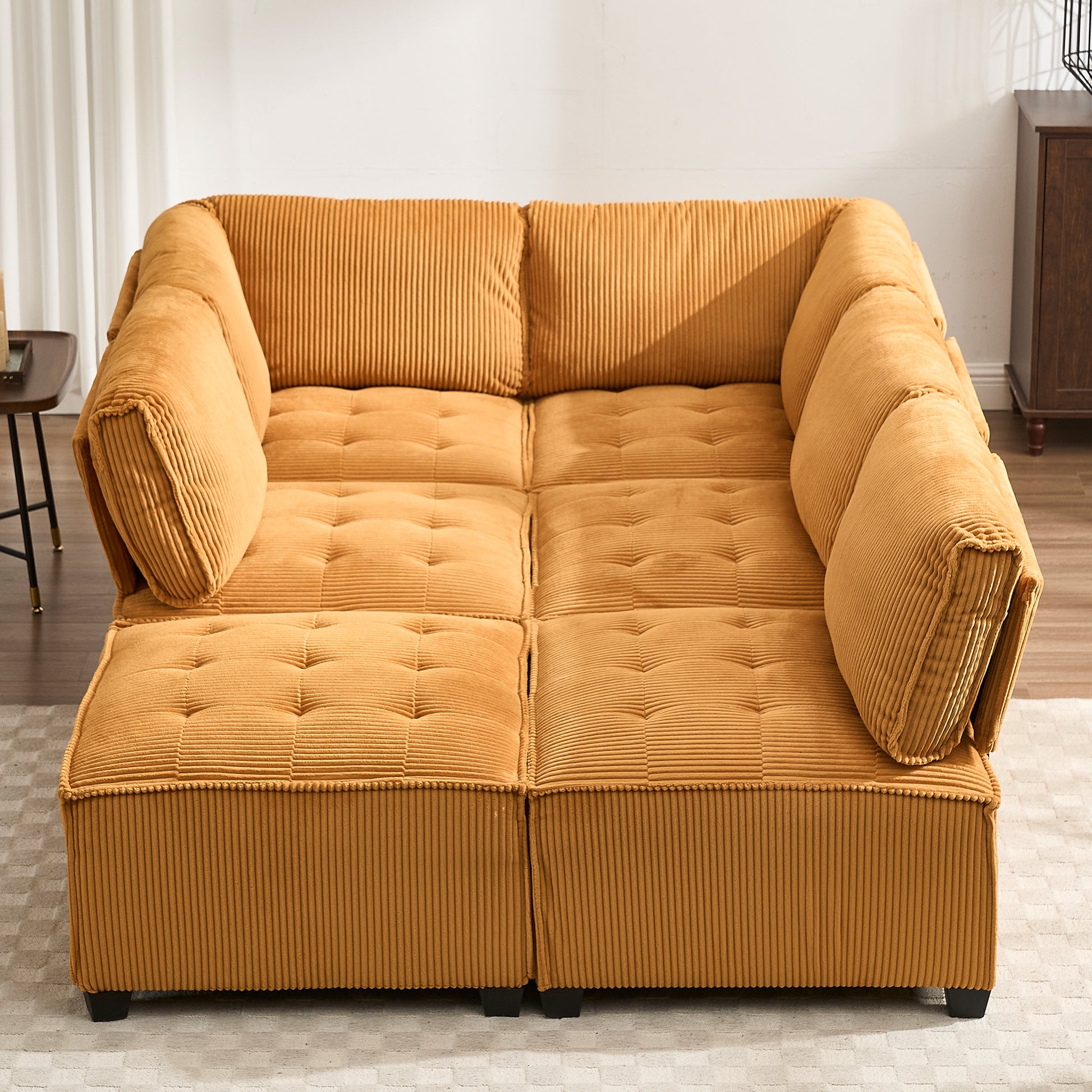 UNITED WE WIN Modular Sectional Sofa U Shaped Modular Couch with Reversible Chaise Modular Sofa Sectional Couch,6- Seat Convertible Sofa,Fit for Living Room-海智集-Default-