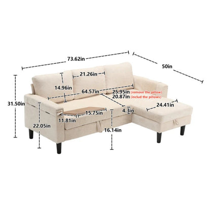 UNITED Sectional Sofa Reversible Sectional Sleeper Sectional Sofa with Storage Chaise-海智集-Default-